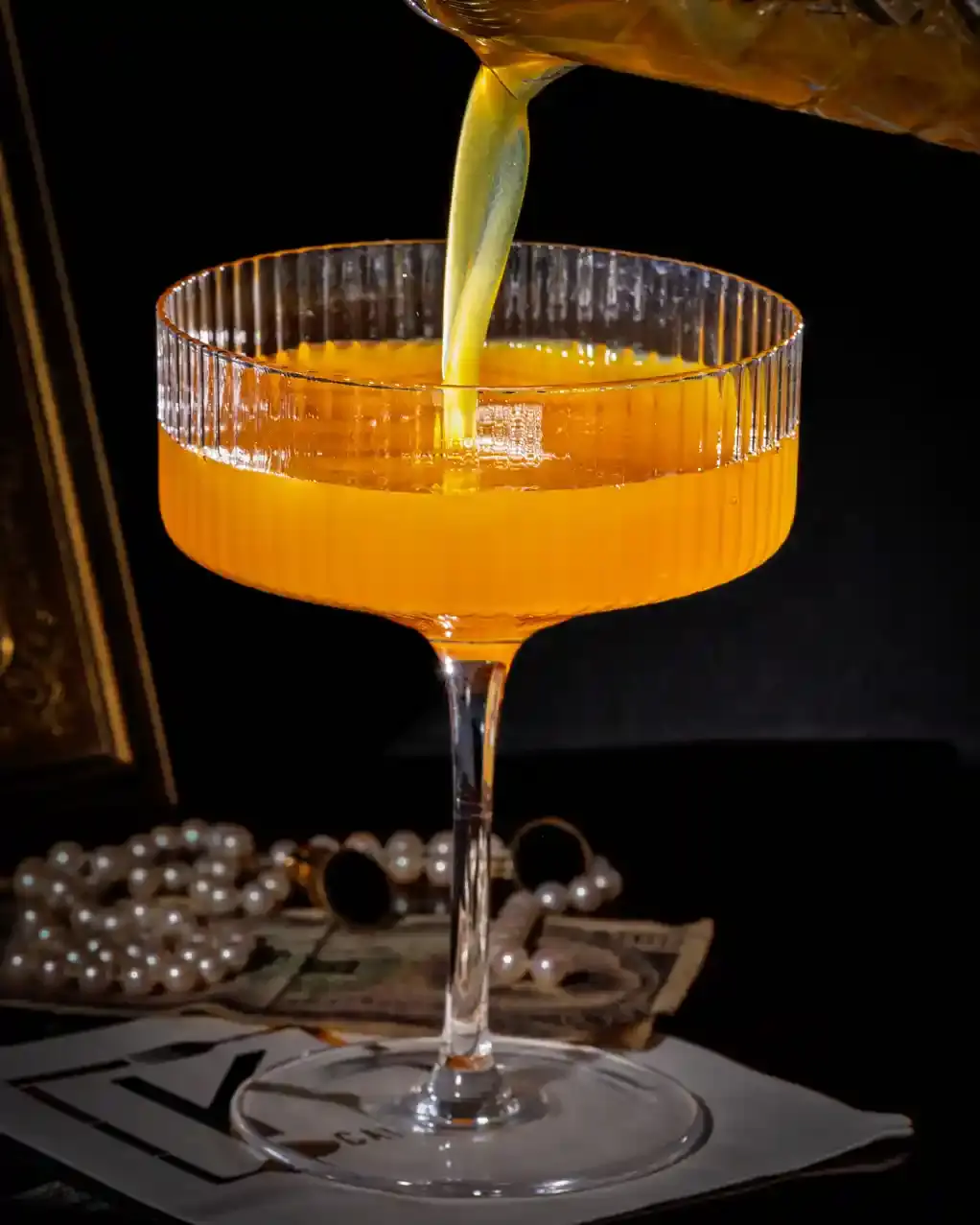A picture of a Tipsy Tiger signature cocktail, the Kabocha Martini
