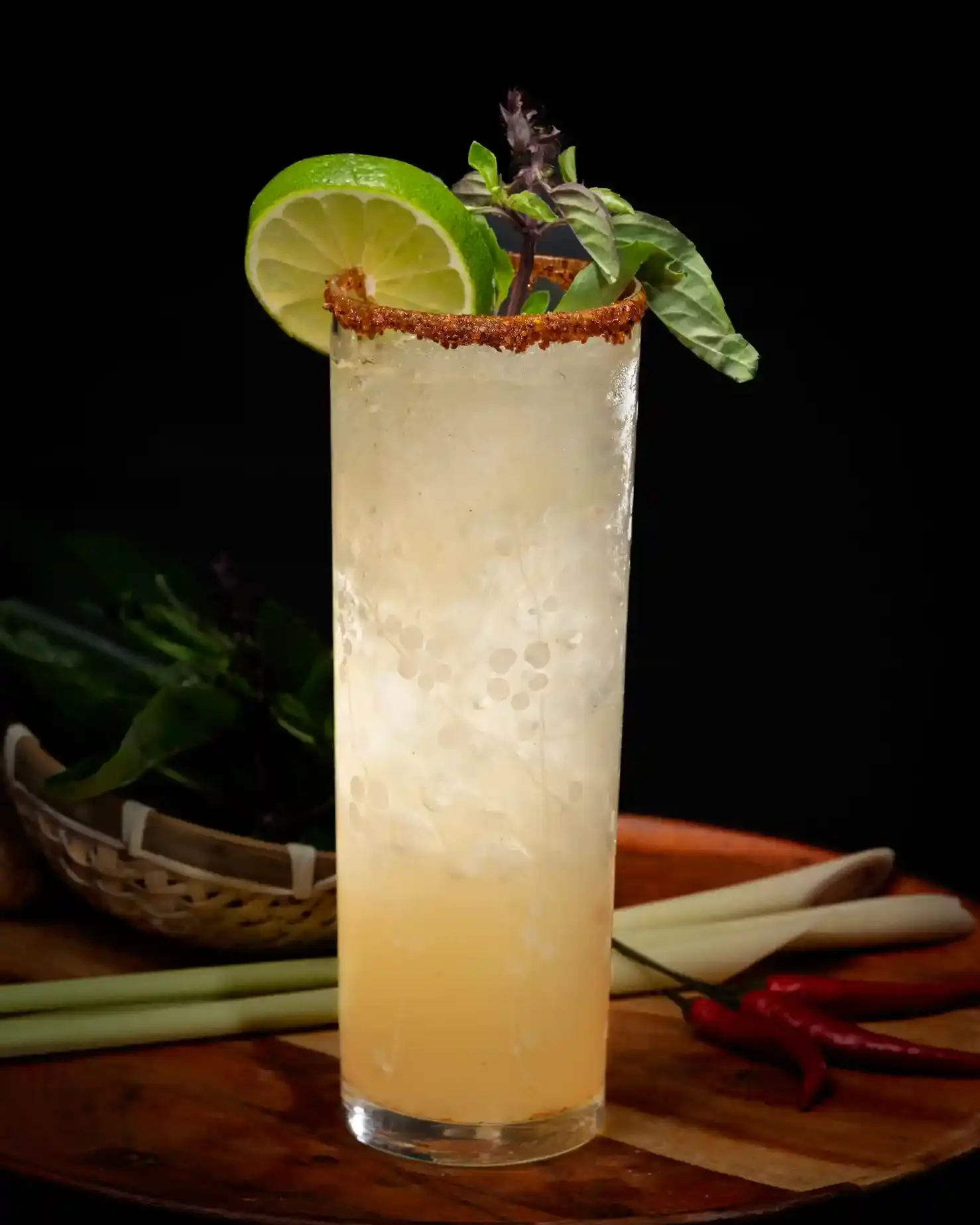 A picture of a Tipsy Tiger signature cocktail, the Sabai Sabai